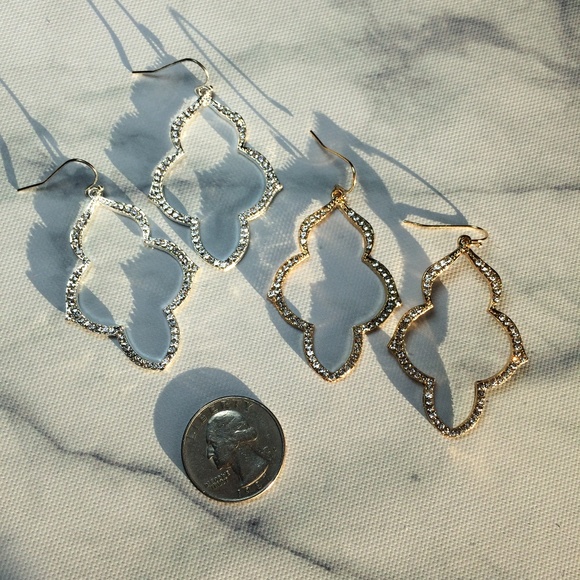 Gold Moroccan Pave Earrings - Picture 2 of 2